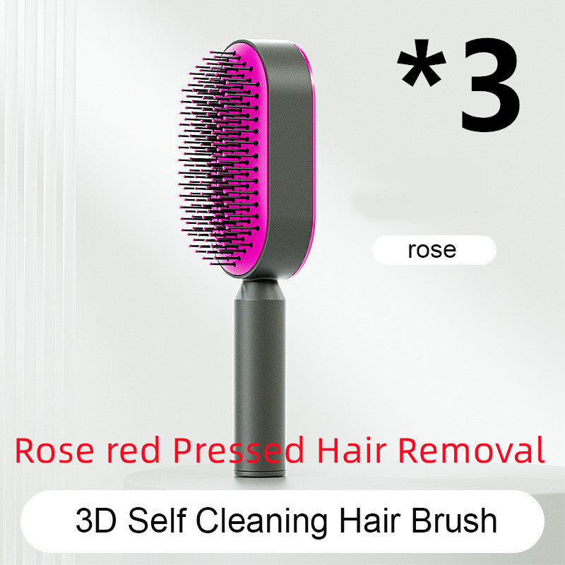 Self Cleaning Hair Brush For Women Comb Anti-Static Hairbrush - TrendsfashionIN