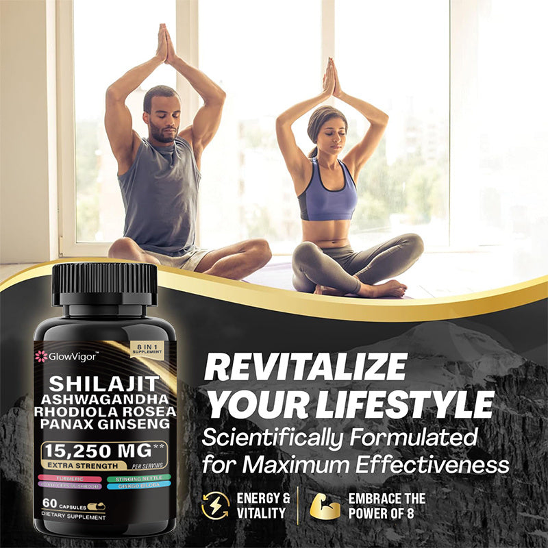 GlowVigor Shilajit 9000 Panax Ginseng 1500MG Ashwagandha and More