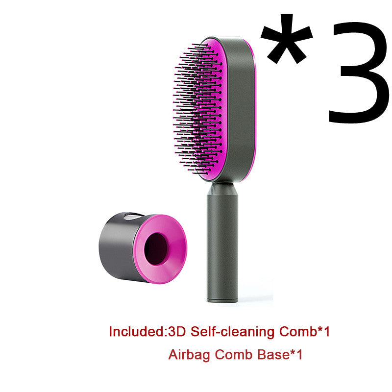Self Cleaning Hair Brush For Women Comb Anti-Static Hairbrush - TrendsfashionIN