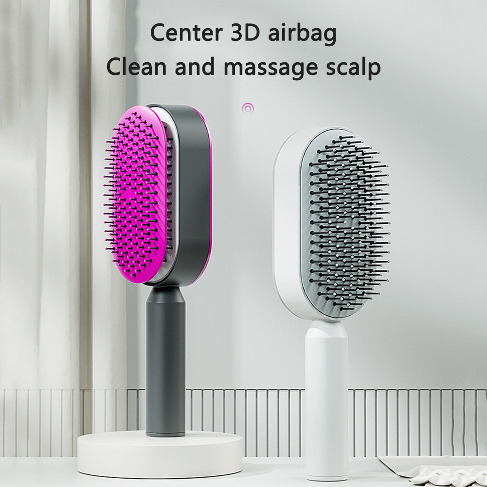 Self Cleaning Hair Brush For Women Comb Anti-Static Hairbrush - TrendsfashionIN