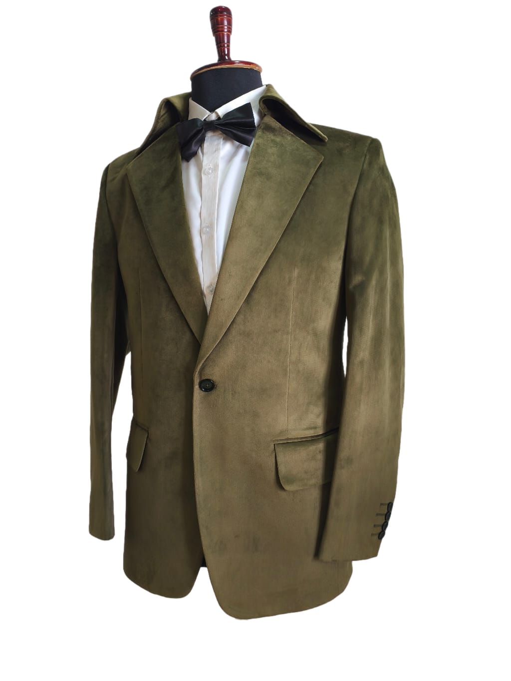 Men Olive Green Smoking Jacket Dinner Party Wear Blazer Coat