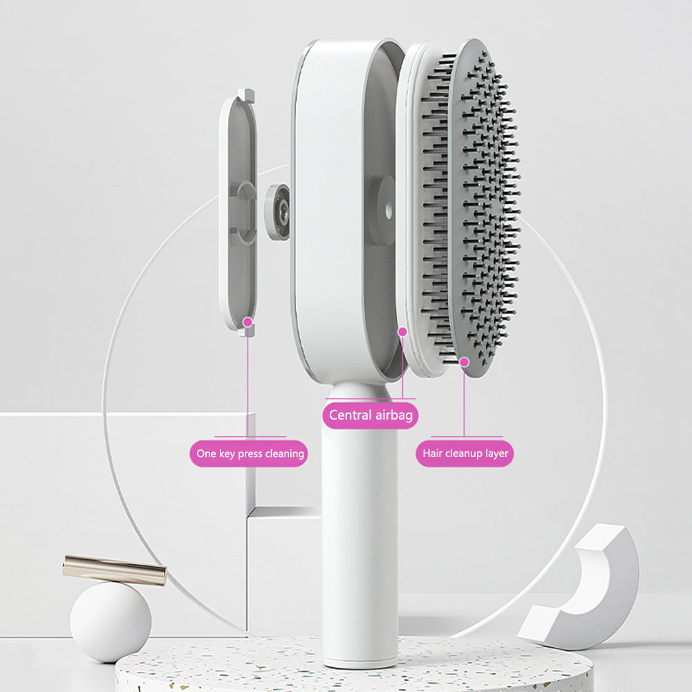 Self Cleaning Hair Brush For Women Comb Anti-Static Hairbrush - TrendsfashionIN