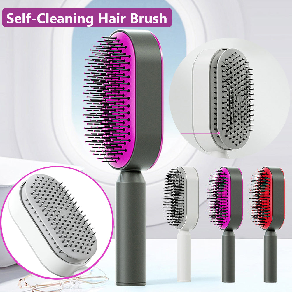 Self Cleaning Hair Brush For Women Comb Anti-Static Hairbrush - TrendsfashionIN