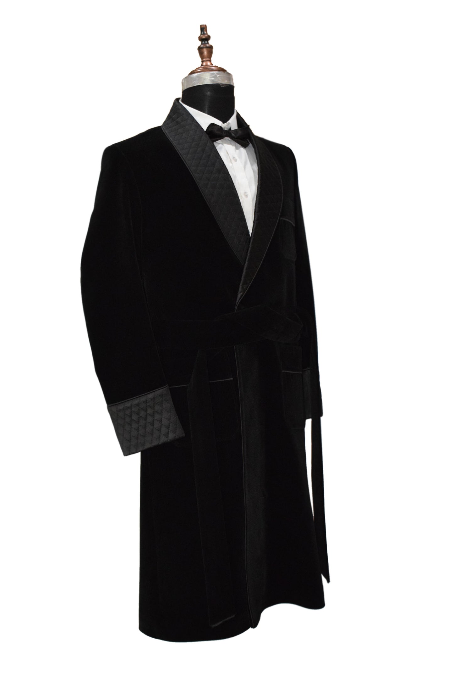 Men Black Smoking Jacket Designer Party Wear Long Coat - TrendsfashionIN