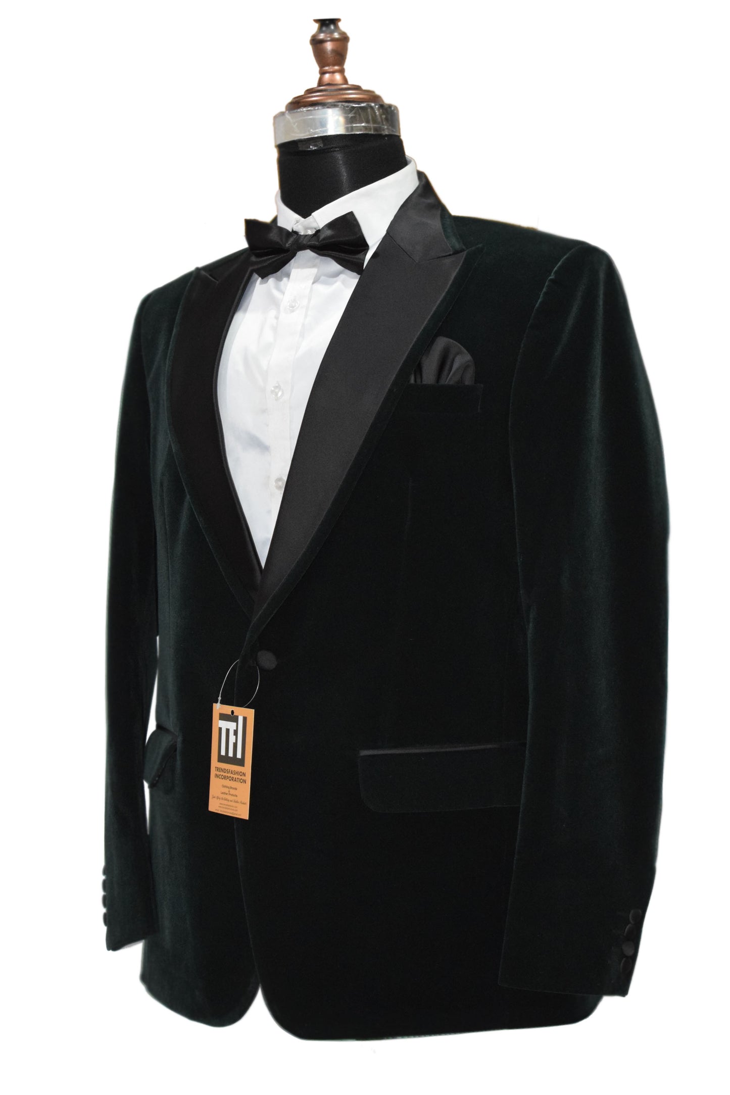 Man Green Smoking Jacket Dinner Party Wear Coat - TrendsfashionIN