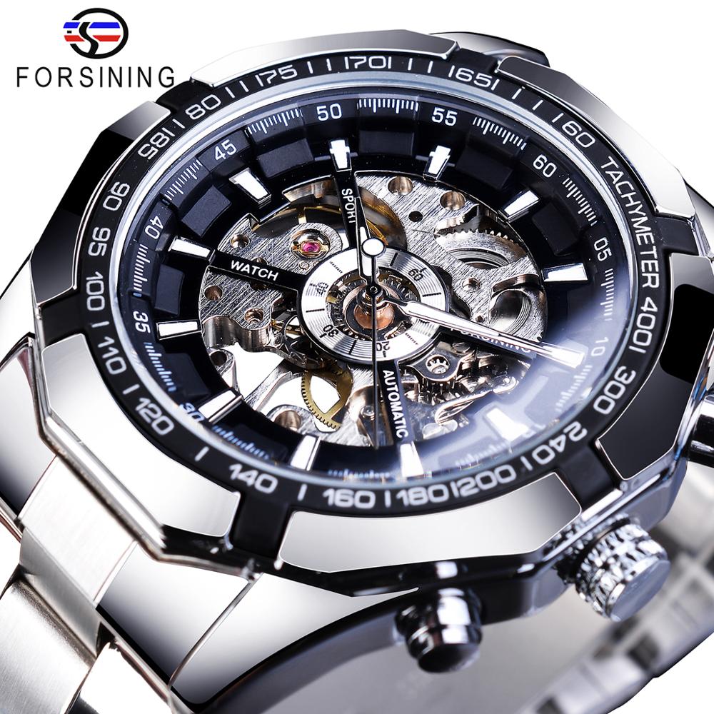 Mens Skeleton Watch Stainless Steel Waterproof watch - TrendsfashionIN