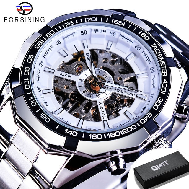 Mens Skeleton Watch Stainless Steel Waterproof watch - TrendsfashionIN