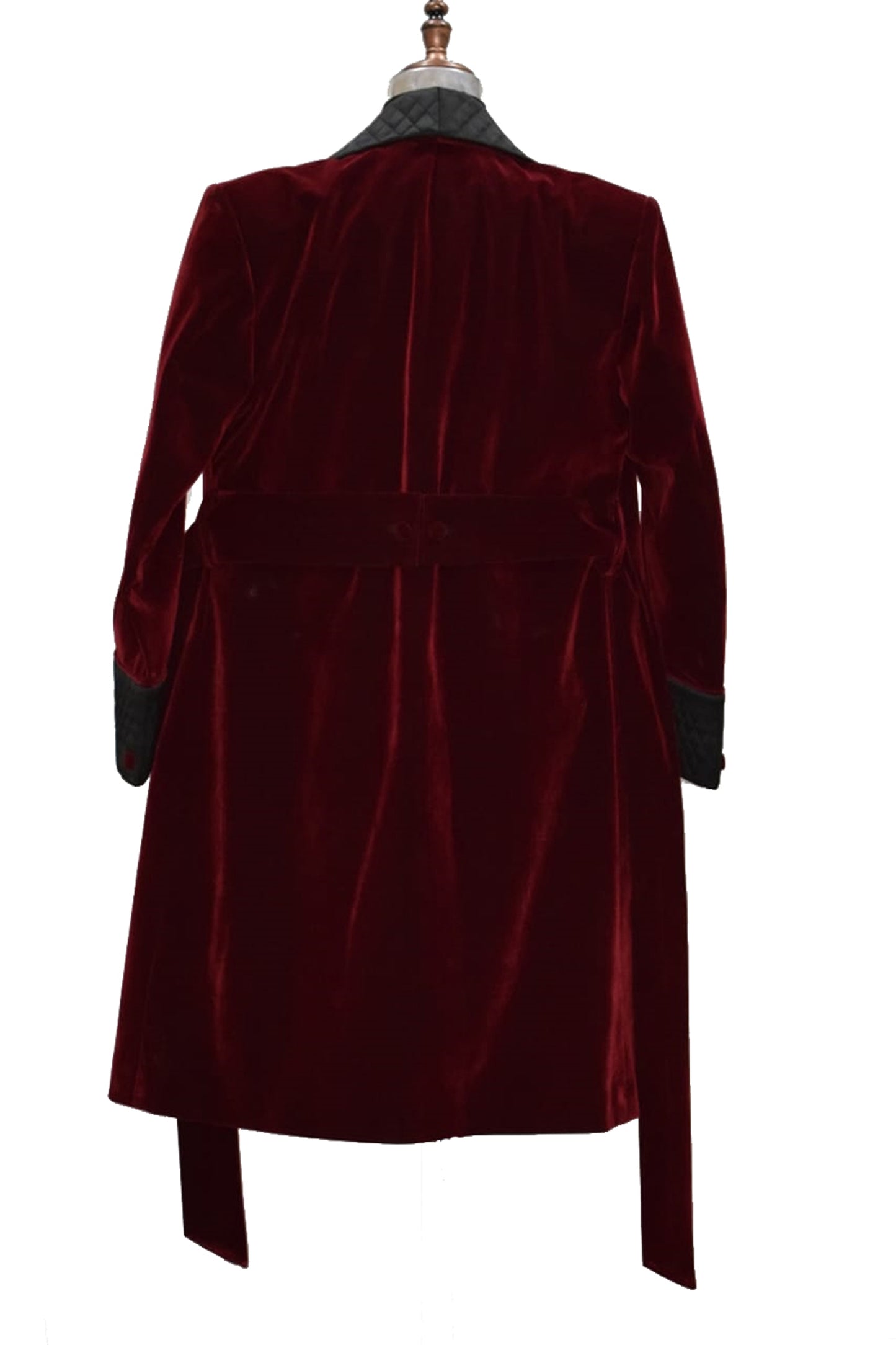 Men Maroon Smoking Jacket Wedding Party Wear Long Coat - TrendsfashionIN