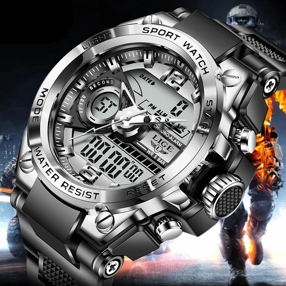 Men Military Watch 50m Waterproof Wristwatch LED Quartz - TrendsfashionIN