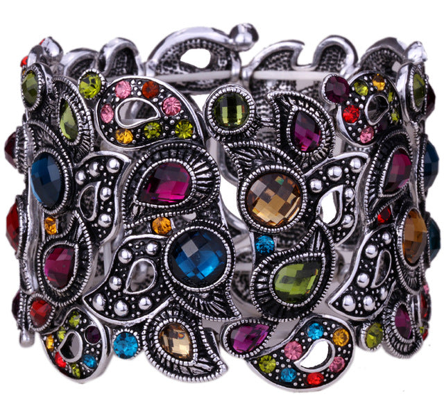 Stretch Bracelet Vintage Flower Crystal Women - TrendsfashionIN