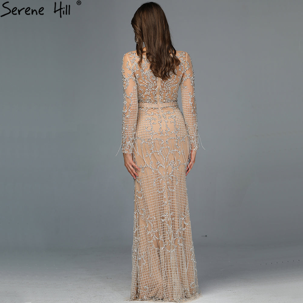 SERNE HILL Dubai Luxury Muslim Tassel Beading Long Evening Dresses Party Formal Gowns Plus Size - TrendsfashionIN