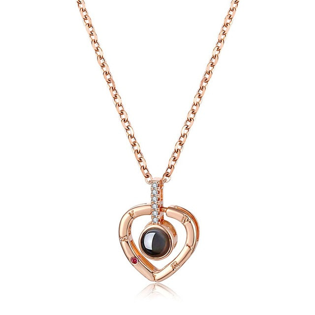 Letter Necklace 100 Languages I Love You Projection Pendant Necklace Women - TrendsfashionIN