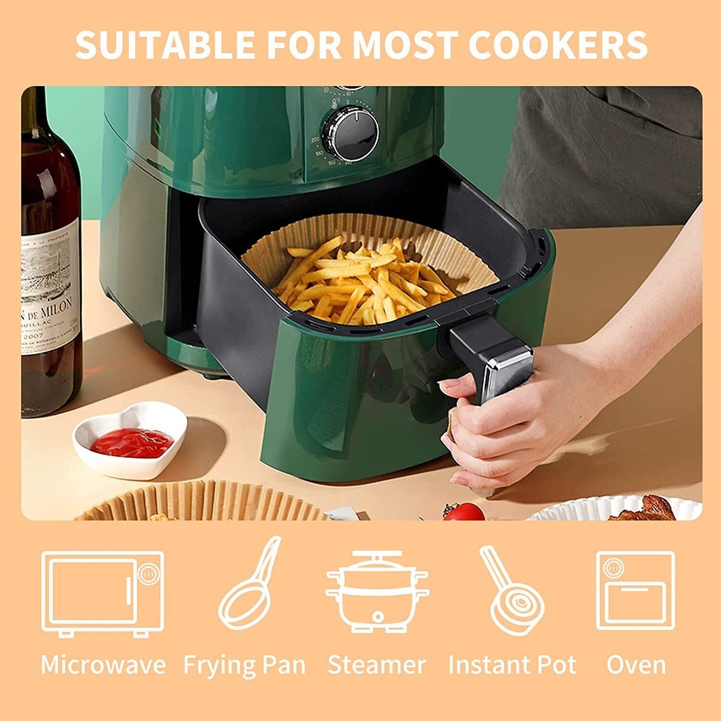 Air Fryer 200PCS Disposable Paper Liner Non-stick