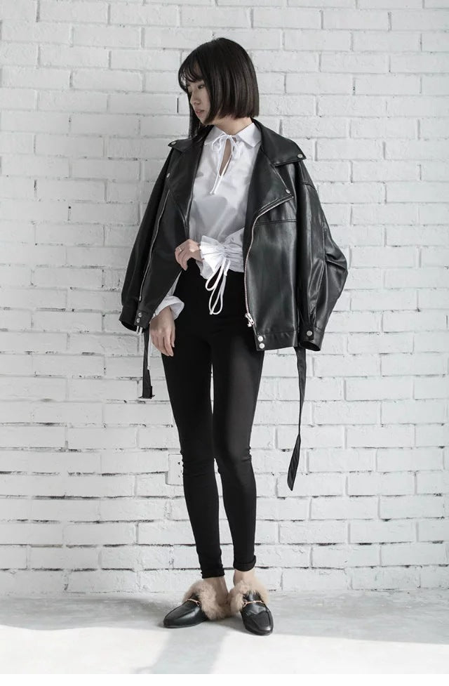 Leather Jacket Student Motorcycle Jacket - TrendsfashionIN