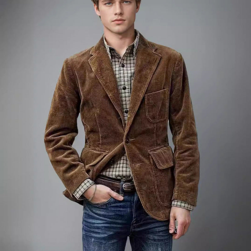 Fashionable Minimalist Retro Men’s Blazer Jackets  – Slim Fit Classic Style - TrendsfashionIN