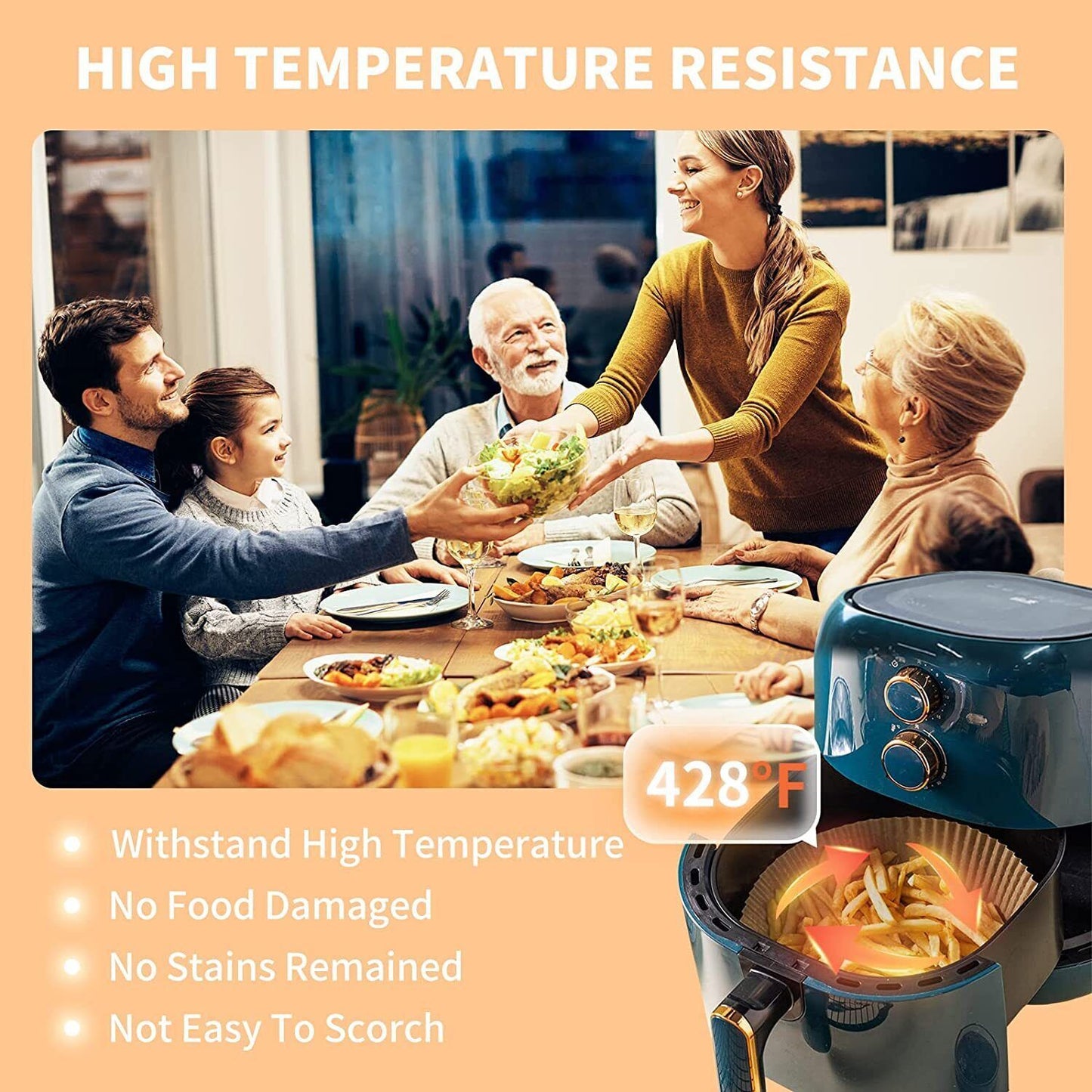 Air Fryer 200PCS Disposable Paper Liner Non-stick