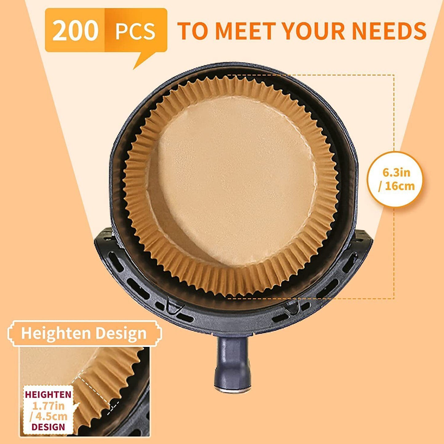 Air Fryer 200PCS Disposable Paper Liner Non-stick