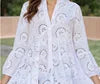 SWEET BABE Elegant White Cotton Lace Dress for Women | Plus Size Options | Tiered Eyelet Embroidery A-Line Dress