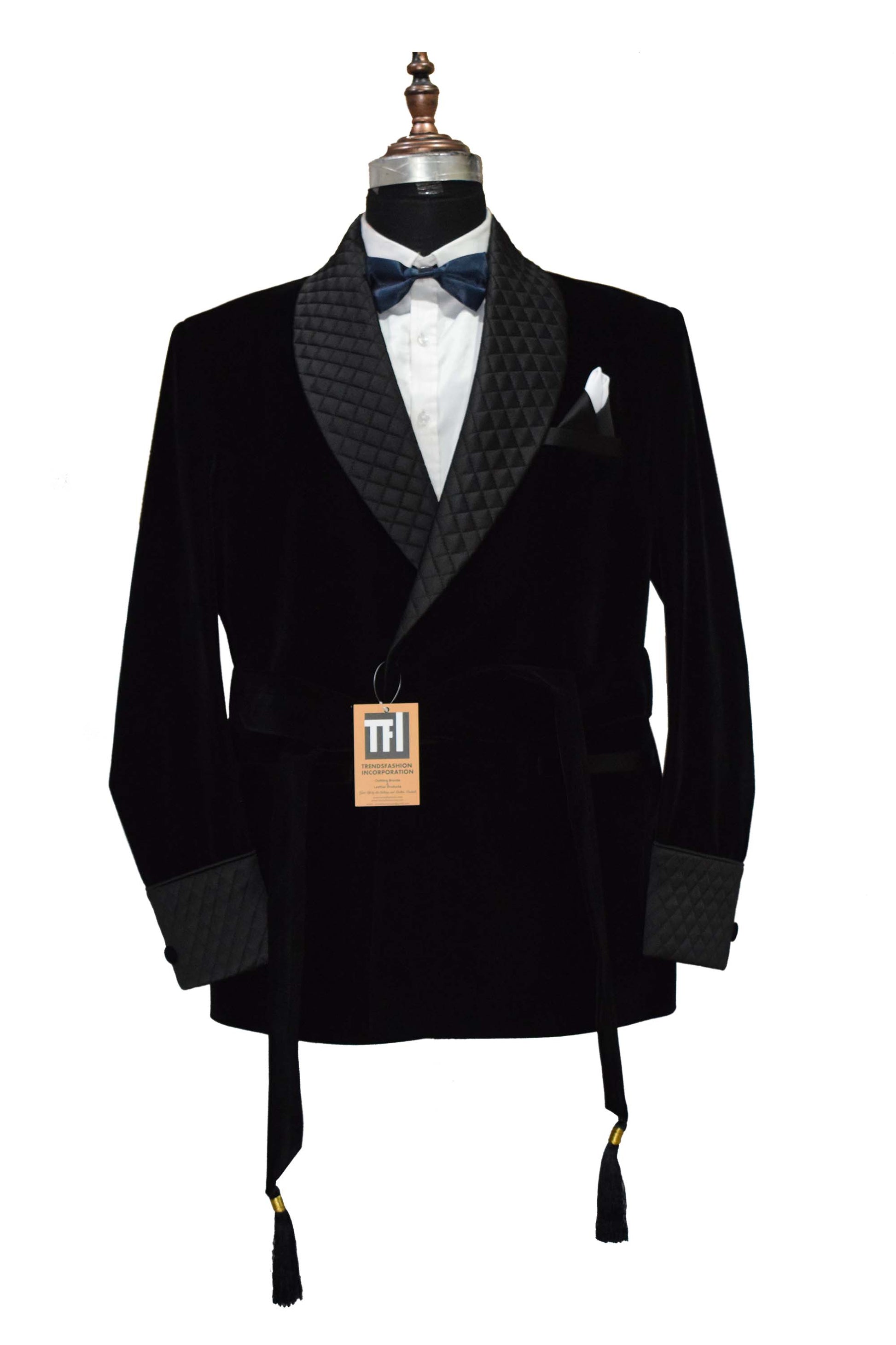 Men Black Smoking Jackets Robes Designer Party Wear Coat - TrendsfashionIN