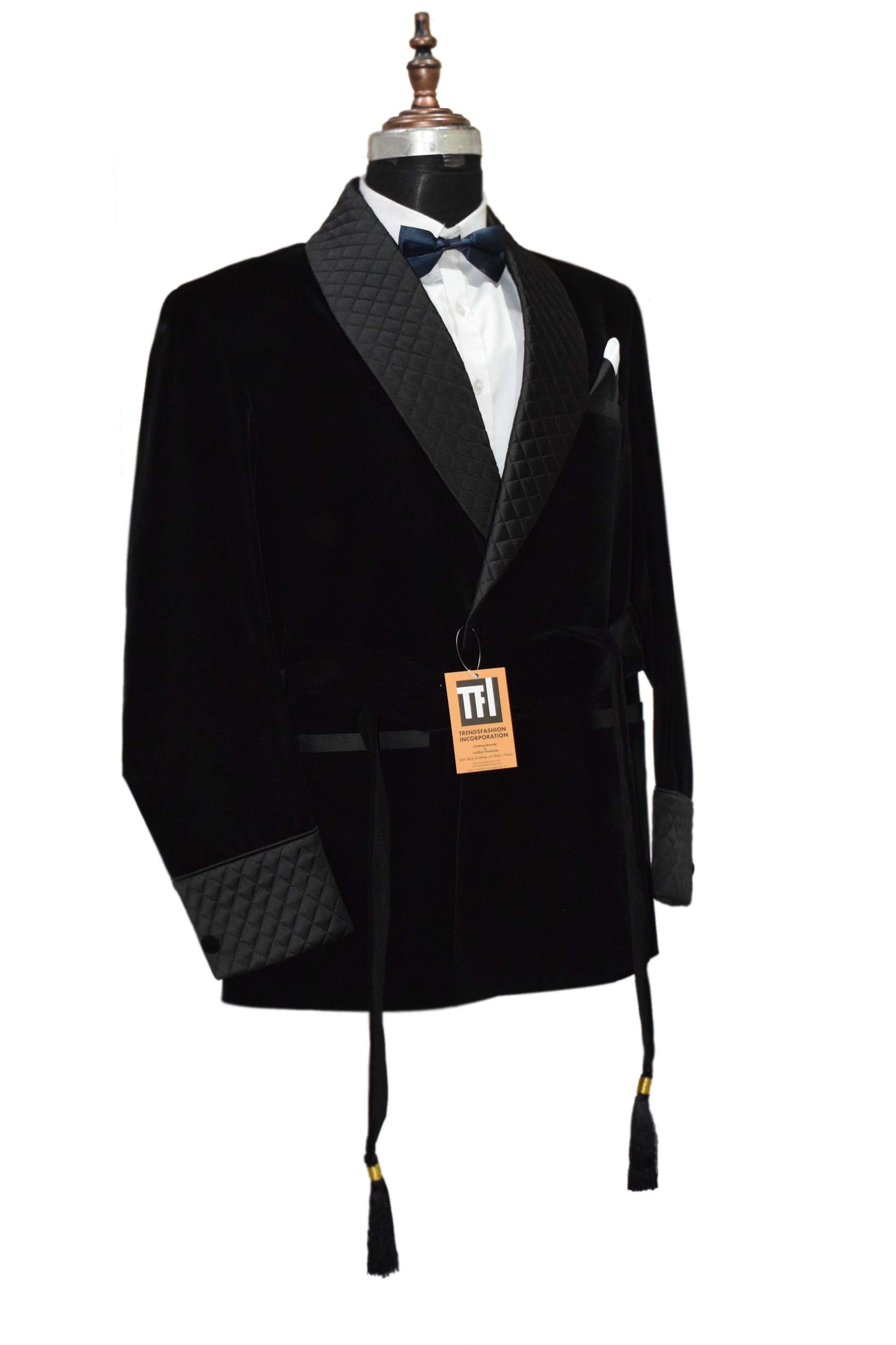 Men Black Smoking Jackets Robes Designer Party Wear Coat - TrendsfashionIN