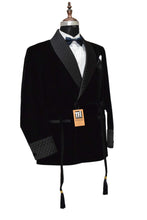 Load image into Gallery viewer, Man Black Smoking Jackets Robes Designer Party Wear Coat
