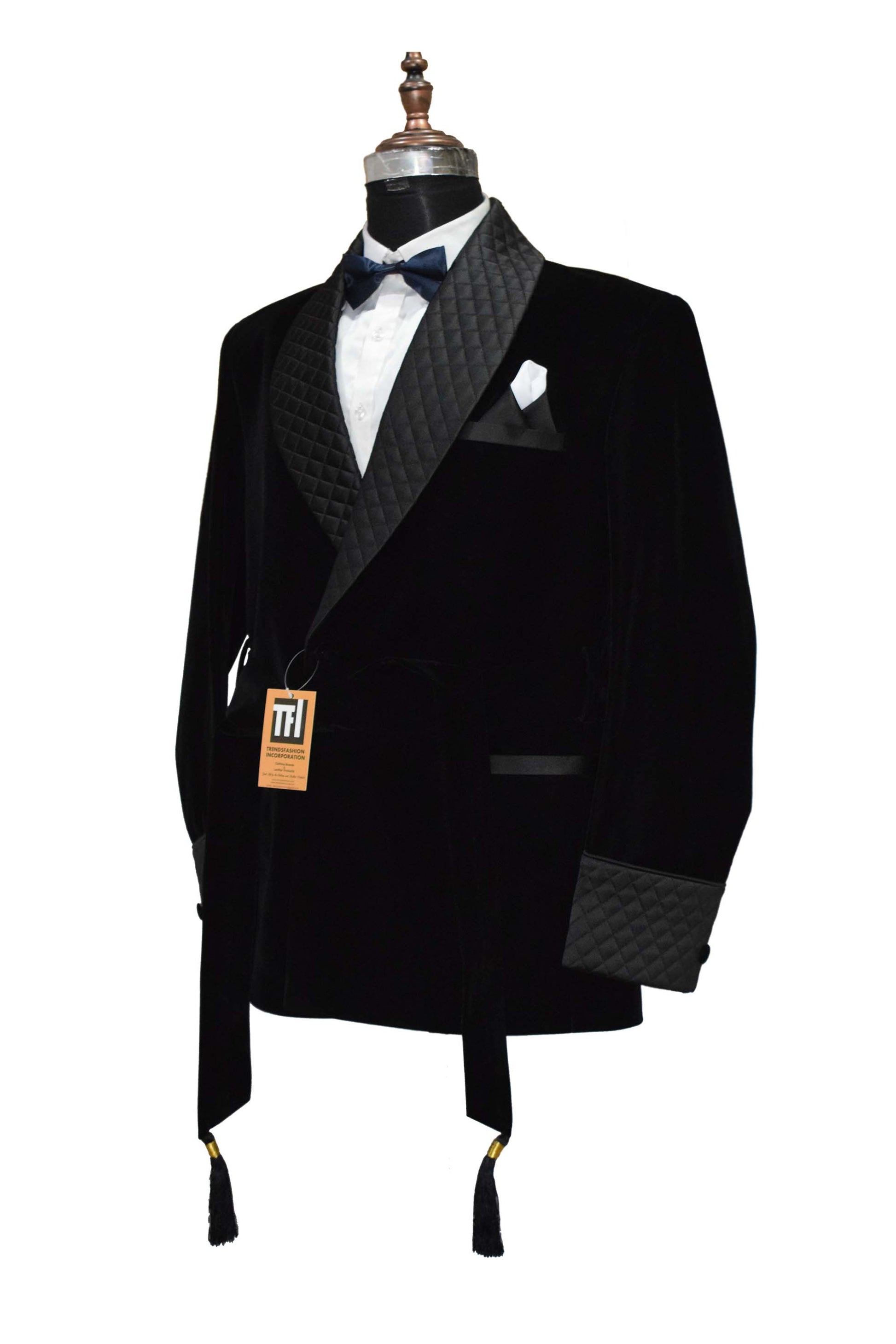 Men Black Smoking Jackets Robes Designer Party Wear Coat - TrendsfashionIN