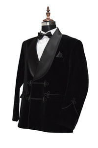 Men Black Smoking Jacket Dinner Party Wear Blazer - TrendsfashionIN