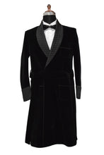 Load image into Gallery viewer, Men Black Smoking Jacket Designer Party Wear Long Coat
