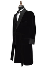Load image into Gallery viewer, Men Black Smoking Jacket Designer Party Wear Long Coat
