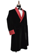 Load image into Gallery viewer, Men Black Smoking Jacket Designer Party Wear Long Coat

