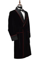 Load image into Gallery viewer, Men Black Smoking Jacket Party Wear Long Coat - TrendsfashionIN
