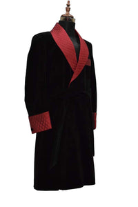 Men Black Smoking Jacket Dinner Party Wear Long Coat - TrendsfashionIN