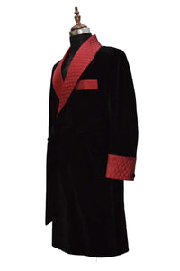 Men Black Smoking Jacket Dinner Party Wear Long Coat - TrendsfashionIN