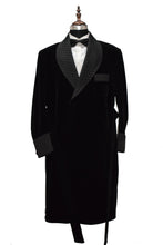 Load image into Gallery viewer, Men Black Smoking Jacket Wedding Party Wear Long Coat - TrendsfashionIN

