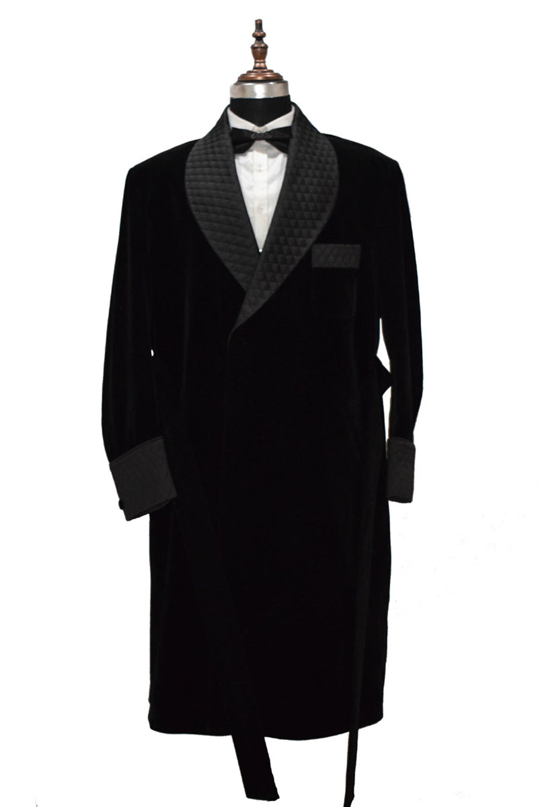 Men Black Smoking Jacket Wedding Party Wear Long Coat - TrendsfashionIN