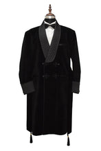 Load image into Gallery viewer, Men Black Smoking Jacket Wedding Party Wear Long Coat - TrendsfashionIN
