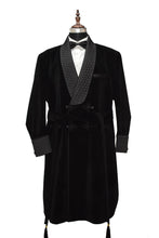 Load image into Gallery viewer, Men Black Smoking Jacket Wedding Party Wear Long Coat - TrendsfashionIN
