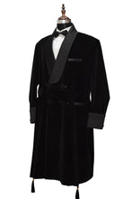 Load image into Gallery viewer, Men Black Smoking Jacket Wedding Party Wear Long Coat - TrendsfashionIN
