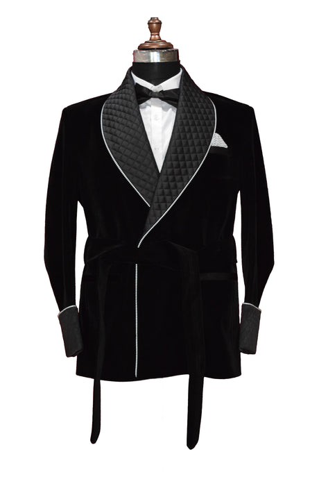 Men Black Smoking Jacket Designer Party Wear Coats - TrendsfashionIN
