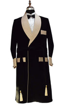 Load image into Gallery viewer, Men Black Smoking Jacket Wedding Party Wear Long Coat - TrendsfashionIN
