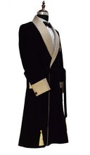 Load image into Gallery viewer, Men Black Smoking Jacket Wedding Party Wear Long Coat - TrendsfashionIN
