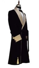 Load image into Gallery viewer, Men Black Smoking Jacket Wedding Party Wear Long Coat - TrendsfashionIN
