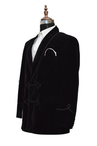 Men Black Smoking Jacket Dinner Party Wear Blazer - TrendsfashionIN