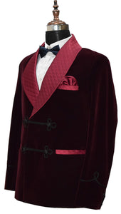 Men Burgundy Smoking Jacket Wedding Party Wear Blazer - TrendsfashionIN
