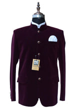 Load image into Gallery viewer, Man Burgundy Jodhpuri Jacket Dinner Party Wear Coat
