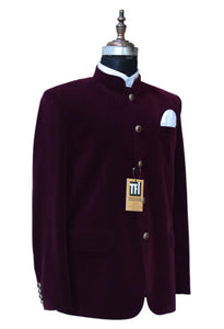 Man Burgundy Jodhpuri Jacket Dinner Party Wear Coat