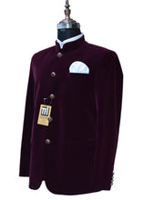 Load image into Gallery viewer, Man Burgundy Jodhpuri Jacket Dinner Party Wear Coat
