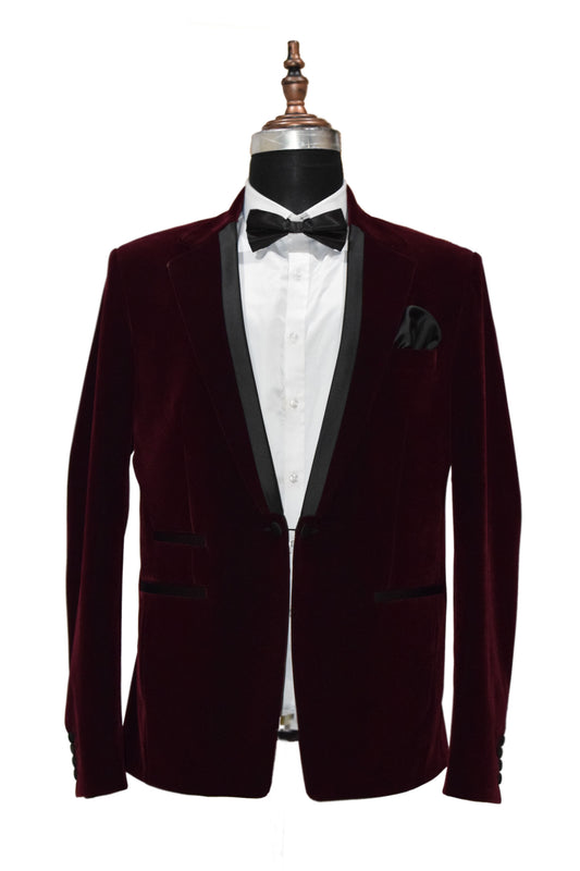 Men Burgundy Smoking Jackets Dinner Party Wear Coats - TrendsfashionIN