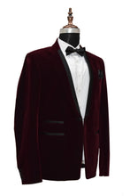 Load image into Gallery viewer, Men Burgundy Smoking Jackets Dinner Party Wear Coats
