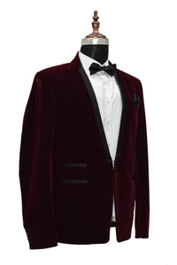 Men Burgundy Smoking Jackets Dinner Party Wear Coats